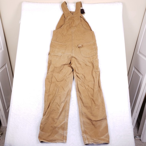 Carhartt R01 BRN Double Knee Unlined Duck Bib Overalls Mens 38x34 Carpenter - Picture 9 of 13